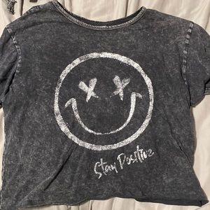 stay positive smiley face cropped shirt